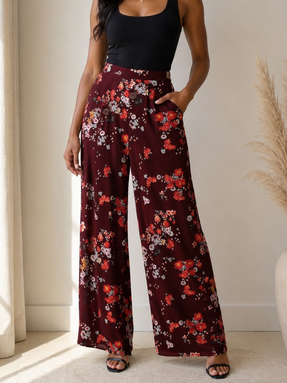 Forever 21 BohoChic Wide-Leg Floral Pants